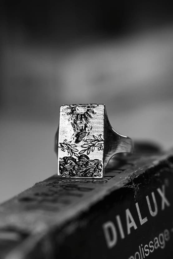 urban sterling fall of icarus signet ring