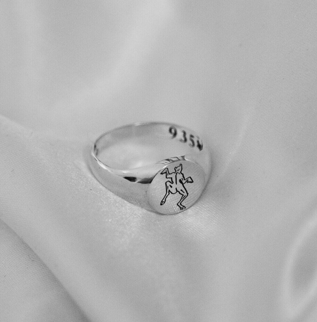 urban sterling dancing demon argentium silver signet ring