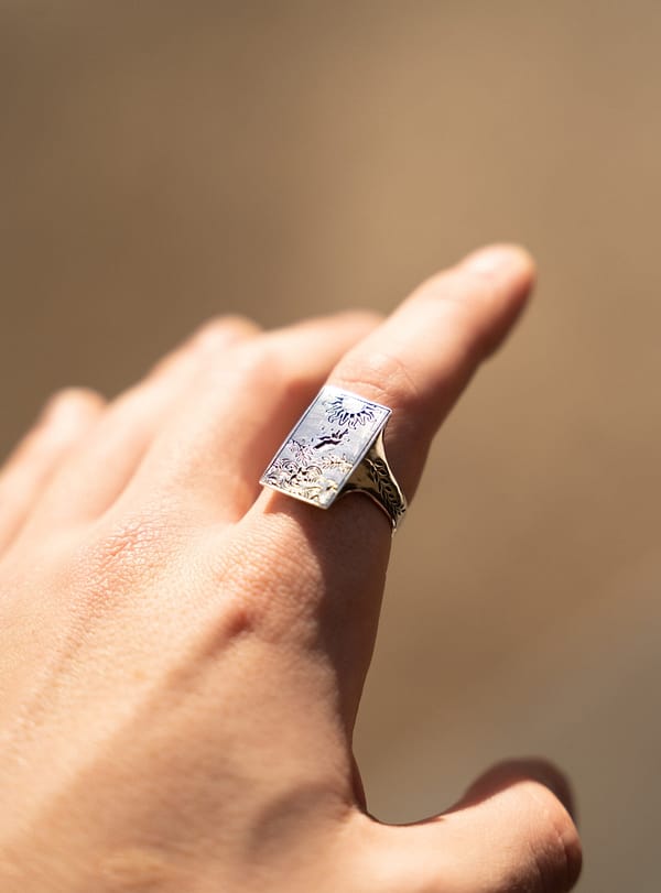Urban sterling Fall of Icarus argentium silver signet ring